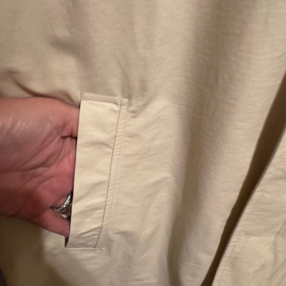 Amazon Basic Men’s Button Down Trench Coat Collar Pockets Cream Sz M - Picture 7 of 16